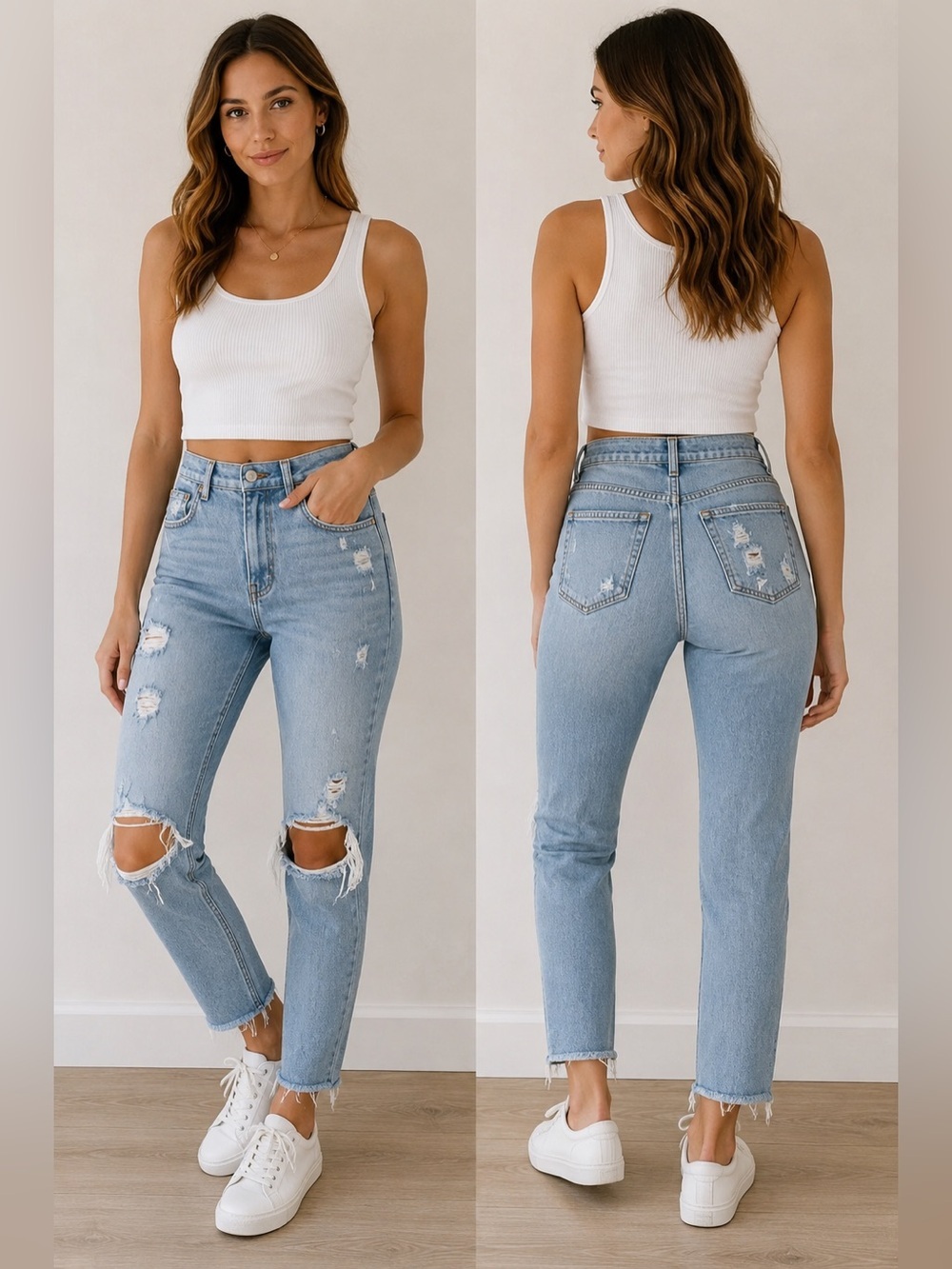 Reformation High Rise Distressed Skinny Jeans Light Wash Women’s 24